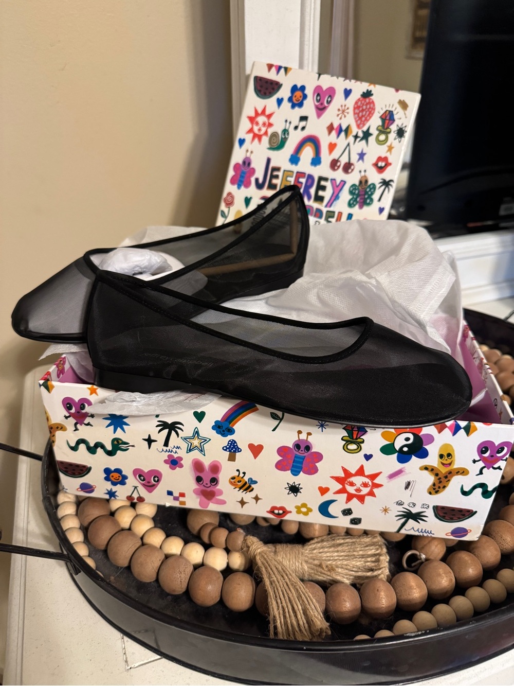 Jeffrey Campbell Black X Free People mesh ballet flats size 7 NWT in box - Picture 5 of 6